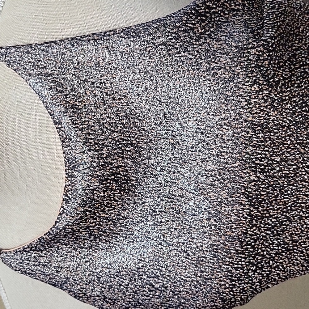Pants Store dress black silver peach metallic spaghetti straps fitted Medium … - Picture 2 of 8
